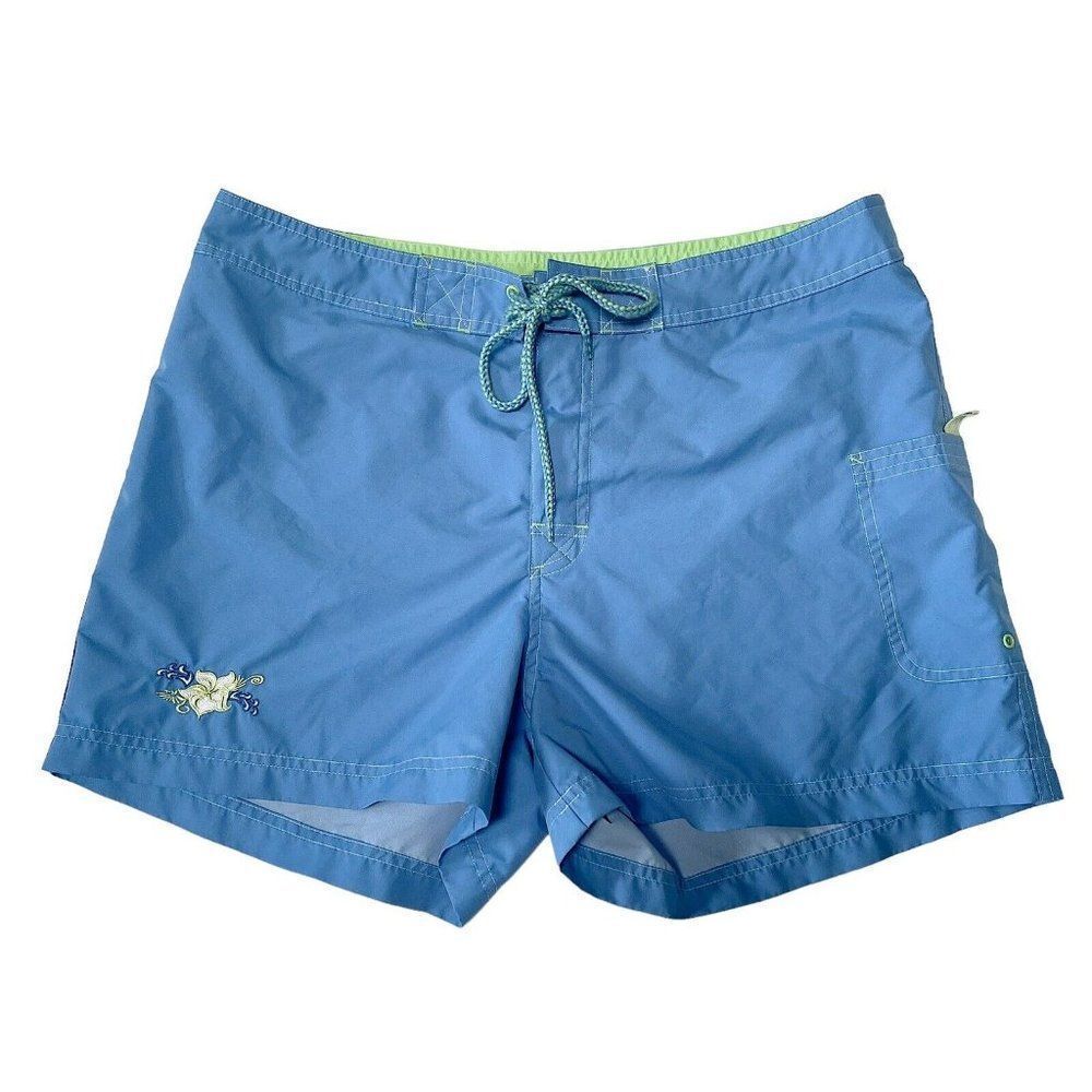 women’s vintage energy zone blue and green flower cargo lace up board shorts 14